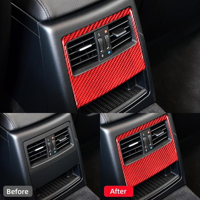 For BMW 3 Series E90 2005-2012 Accessories Carbon Fiber Interior Car Rear Air Conditioning Vents Decoration Stickers Trim Cover