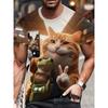 T-shirt à manches courtes imprimé animal 3D à col rond à la mode, personnalité, polyvalent, loisirs, pour hommes, ample, grande taille