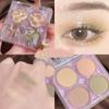 Palette de fards à paupières quatre couleurs, ondulation de l'eau, avec pendentif, longue durée, imperméable, maquillage pour les yeux, cosmétiques