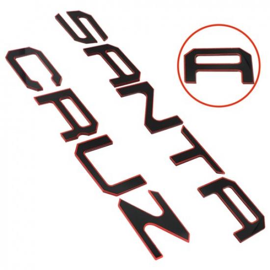 3D Outline Emblem Rear Tailgate ert Letter For Santz Cruz -2025 Black Red