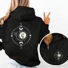 Women Zip Up Hoodies Sun Moon Stars Floral Design Zipper Jackets Autumn Winter Sweatshirt Fashion Casual Zip Hoodie Sportwear