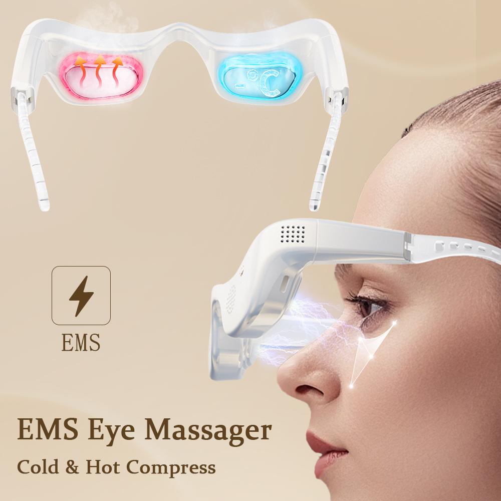 Eye Red Light Therapy Device Cold Hot Compress Glasses Microcurrent Eye Massager 7 Color Light Eye Mask for Eye Bags Wrinkles