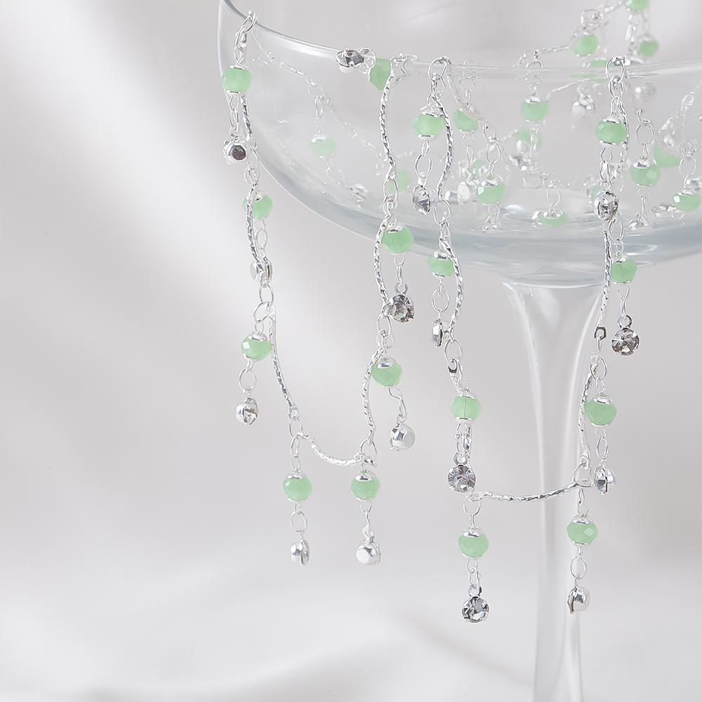 1Meter 0.5Meter Green Glass Lantern Beads Crystal Charm Copper Chain DIY Necklace Bracelet Beaded Chain Jewelry Making Materials