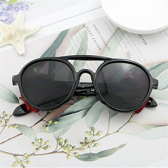 Retro Round Frame Double Bridge Steampunk Sunglasses