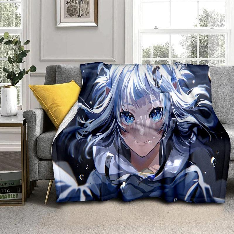 3D Cute Gawr Gura Hololive Cartoon Blanket,Soft Throw Blanket for Home Bedroom Bed Sofa Picnic Travel Office Cover Blanket Kids