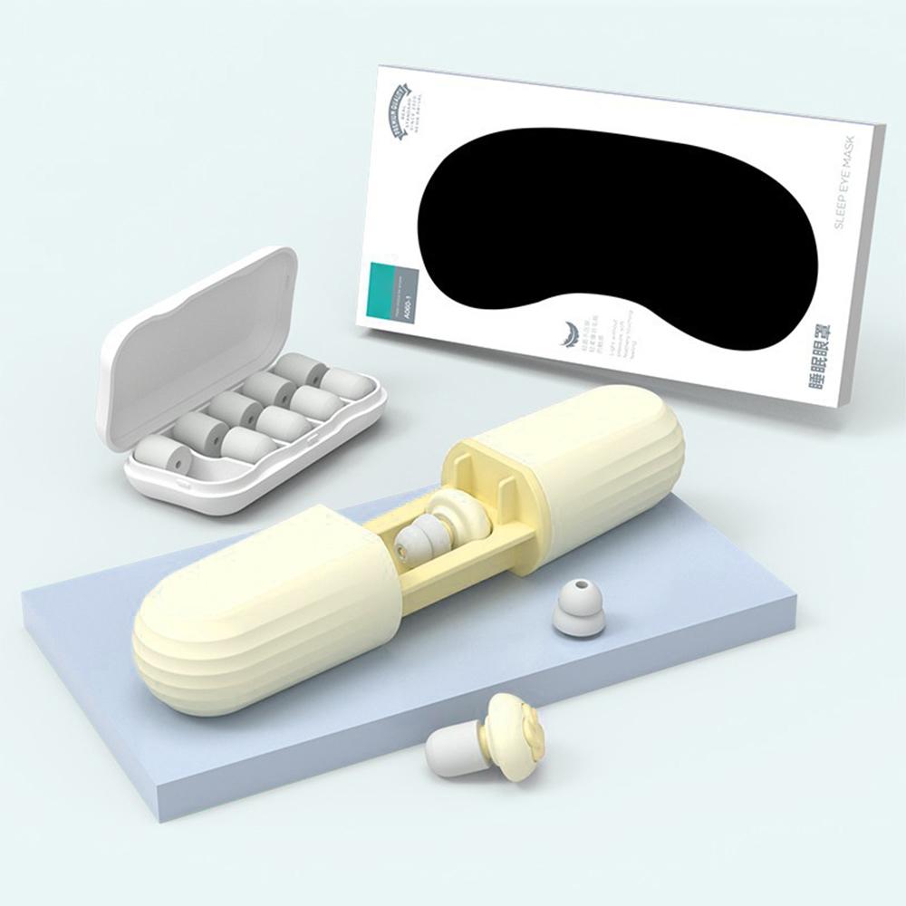 

Беруши с эффектом памяти, медленно восстанавливающиеся, беруши для сна, беруши для снижения шума, дорожные, портативные, с 3D маской для глаз, шелковой повязкой для глаз