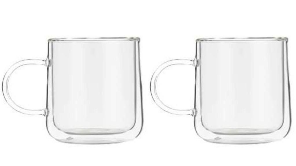 THERMAL GLASS MUGS 250 Ml 2 Pieces DOUBLE-WALLED GLASS