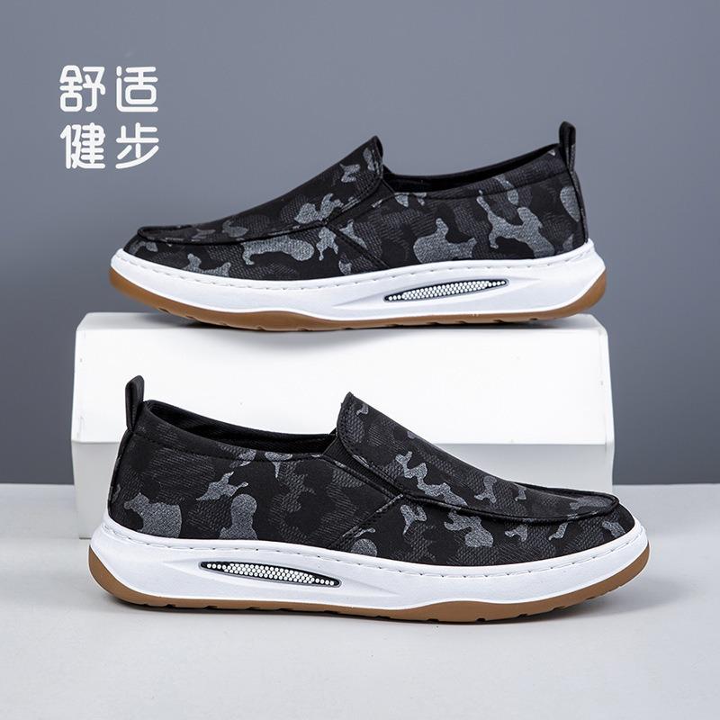 Men's Shoes Canvas Spring and Summer New Versatile Comfortable Camouflage Style Fashion One-pedal Board Shoes Casual Shoes Cloth Shoes