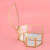 A25F-Flip Love Heart Shaped Geometric Glass Jewelry Box Glass Ring Box Exquisite Unique Wedding Jewelry Box Ring For Wedding Dec