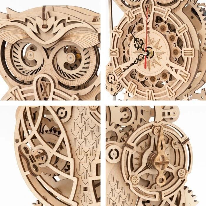 Puzzle 3D - Rokr - Horloge Hibou - 161 Pièces - Bois - Niveau 4/5