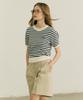 Ost Kaka Striped Boucle Short Sleeve Knit Navy