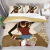African Woman Bedding Set Vintage Africa Country Comforter Cover for Kids Boys Girls Teens Boho Style Exotic Nation Microfiber