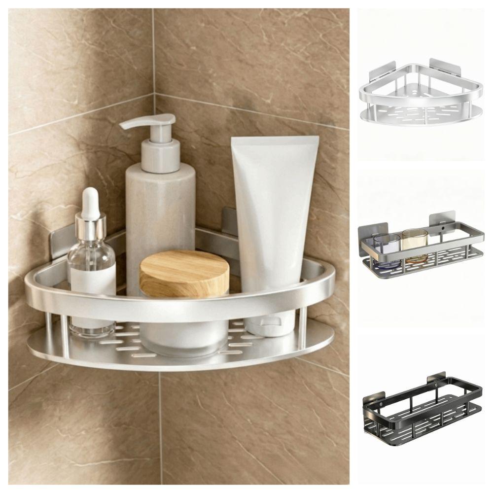No Drill Storage Shelf Heavy Duty Corner Organizer Storage Accessories Wall Mounted Shelf Toilet