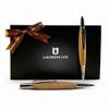 LACHIEVA LUX Luxury Walnut Wood Ballpoint Pen Mechanical Pencil Set Triangular Grip Unisex Gift & – Design,