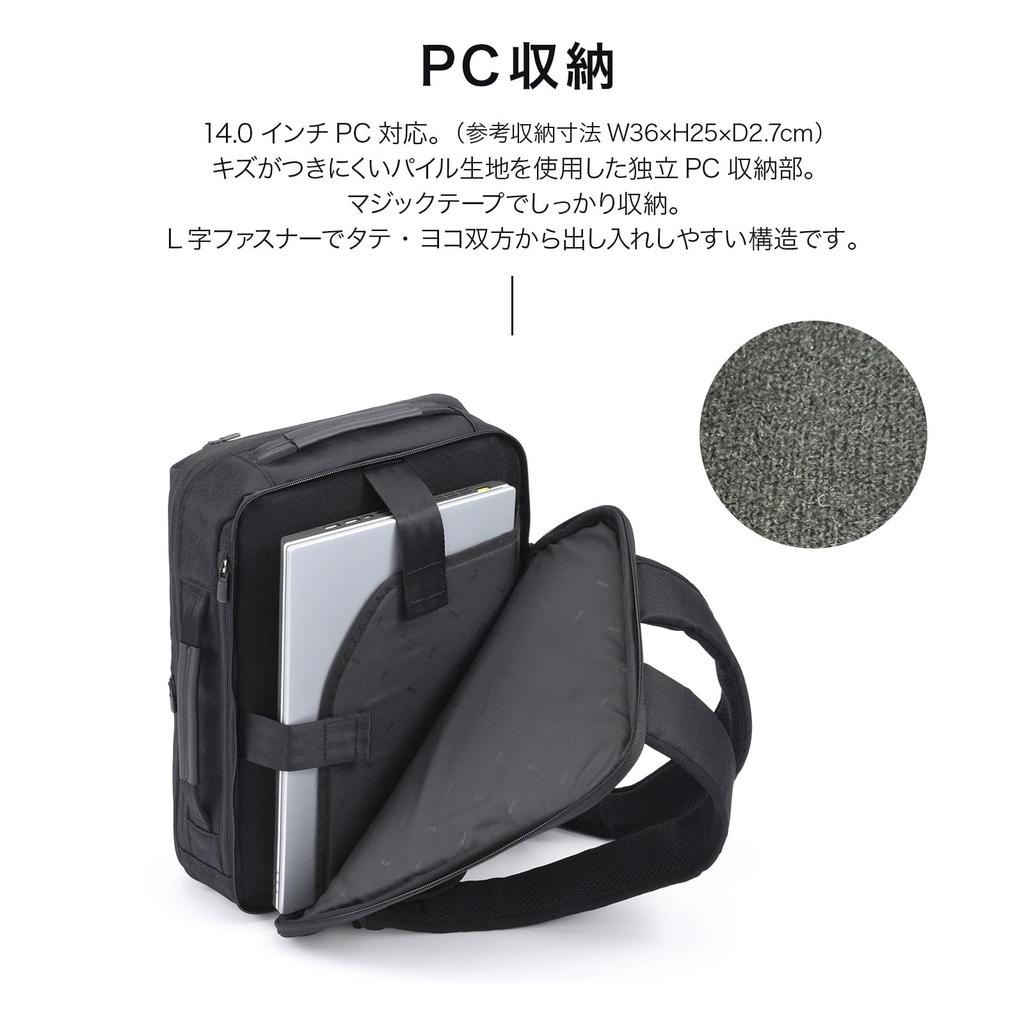 Ace Gene Gadgetable SF Business Backpack, Fits A4 Size, 14-inch PC, 14L Capacity, Two Compartments, No. 68782