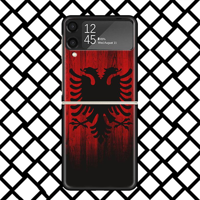 Albania Flag Phone Case For Samsung Z Flip 7 6 5 4 3 Galaxy ZFLIP7 ZFlip6 5G Flip5 Flip4 Flip3 5g Black Hard Cover