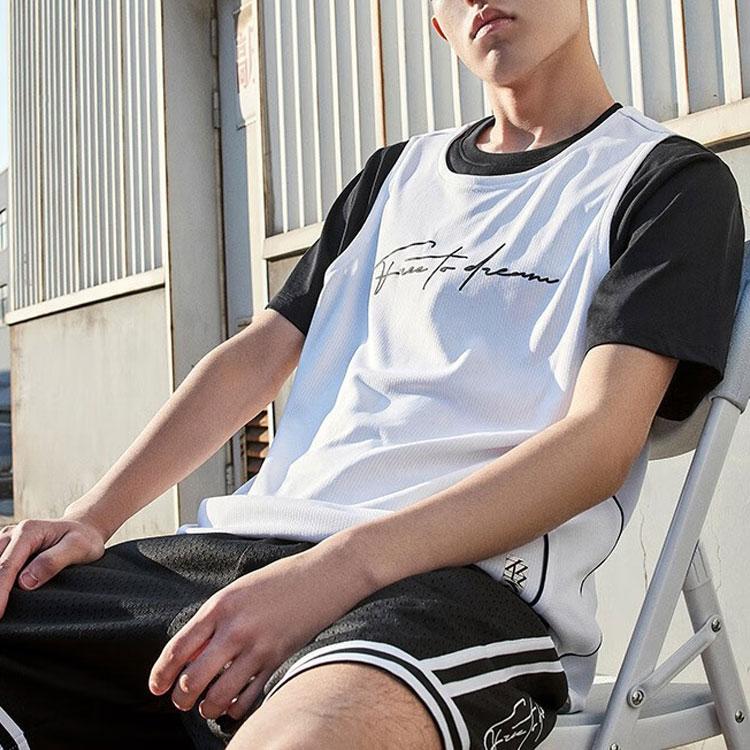 Anta Basketball Series Letter Print Quick-Dry Competition Vest Men Tops Pure-White 152321175-1
