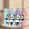 1PC Cute Panda Bear 750ml Color Plastic Sports Water Bottle Leakproof Flip Straw Lid Suitable for Sports Office Home Use