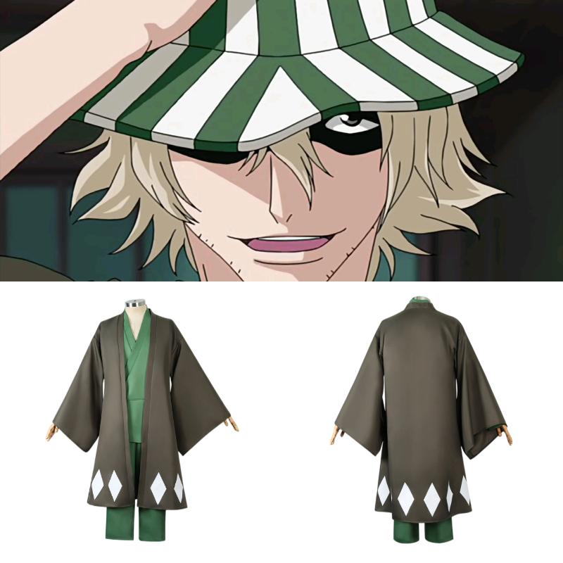 Bleach Anime Cosplay Urahara Kisuke Costume Men Green Outfits Halloween Party