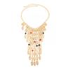 Exaggerated Waterfall-Shaped Metal Disc Fringed Necklace, Personalized Pockmarked Leaf Round Bead Collarbone Chain