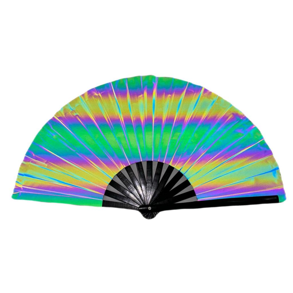 New Foldable Bamboo Fan 33cm Lightweight Holding Laser Colors Hand Fan Portable PVC Clack Clapping Fans for Line Dancing