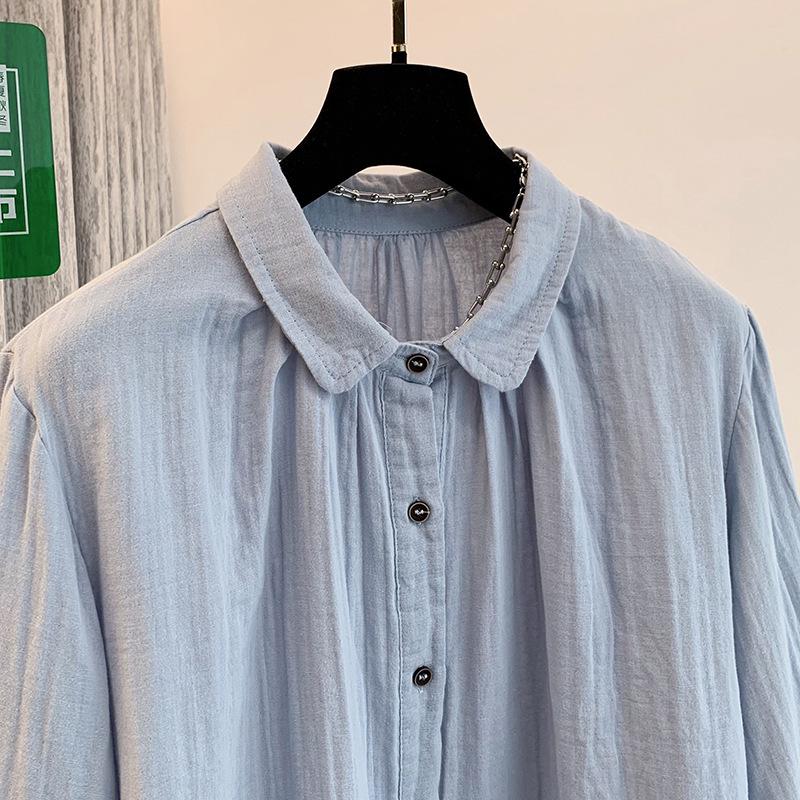 2026 Early Spring Women's Elegant Long Sleeve Cotton Gauze Shirt