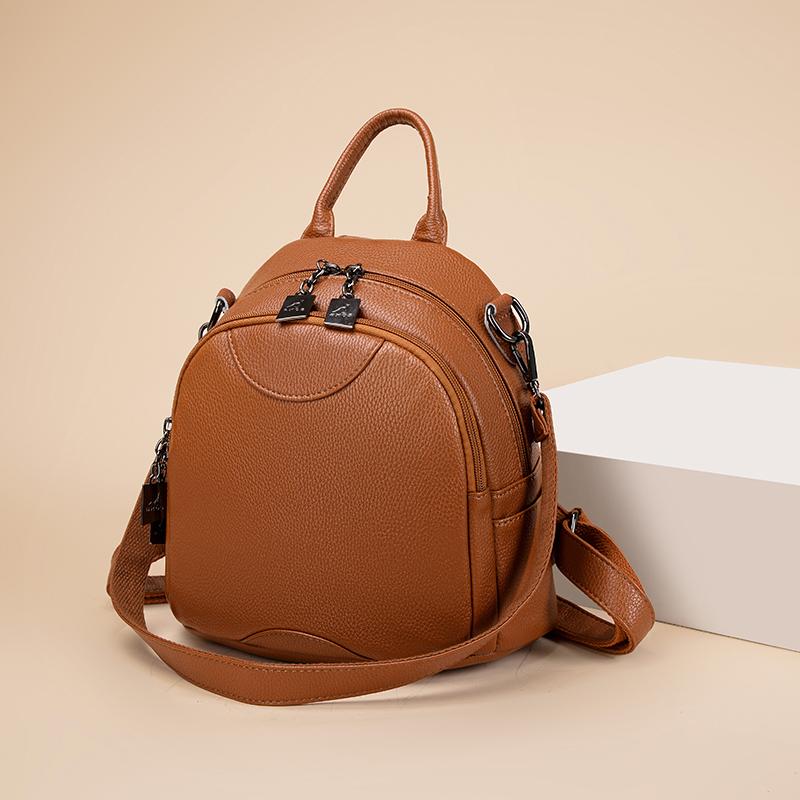 Luxury Brands Mini Backpack Women Solid Color PU Leather Shoulder Bags New Fashion Small School Bags Lady Casual Travel Rucksack