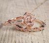 18K Rose Gold Plated Square Ring Set with Micro-Inlaid Zircon for Women
