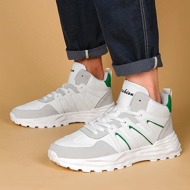 Men's shoes 2025 autumn breathable leather sneakers men's trend versatile soft-soled casual running shoes