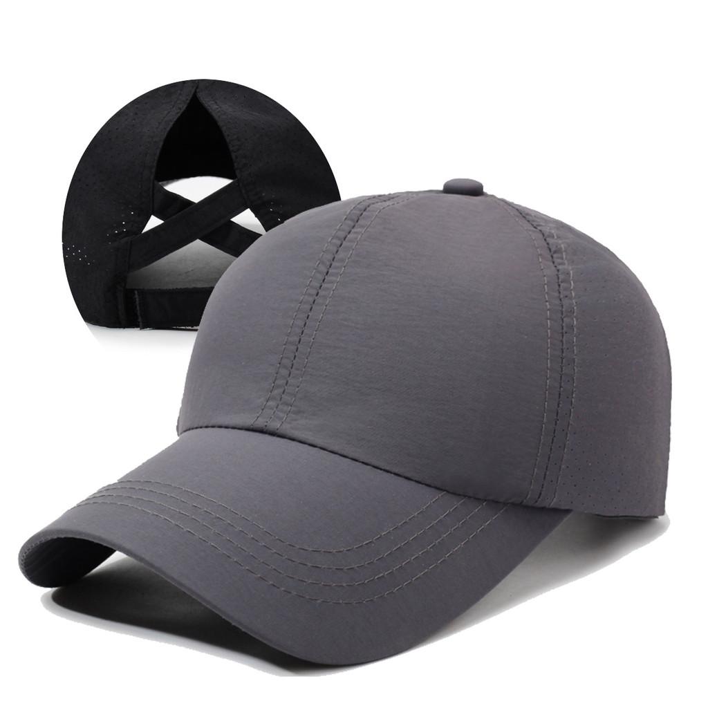 Summer Cap Baseball With Breathable Mesh Cross Design And Solid Color For Daily