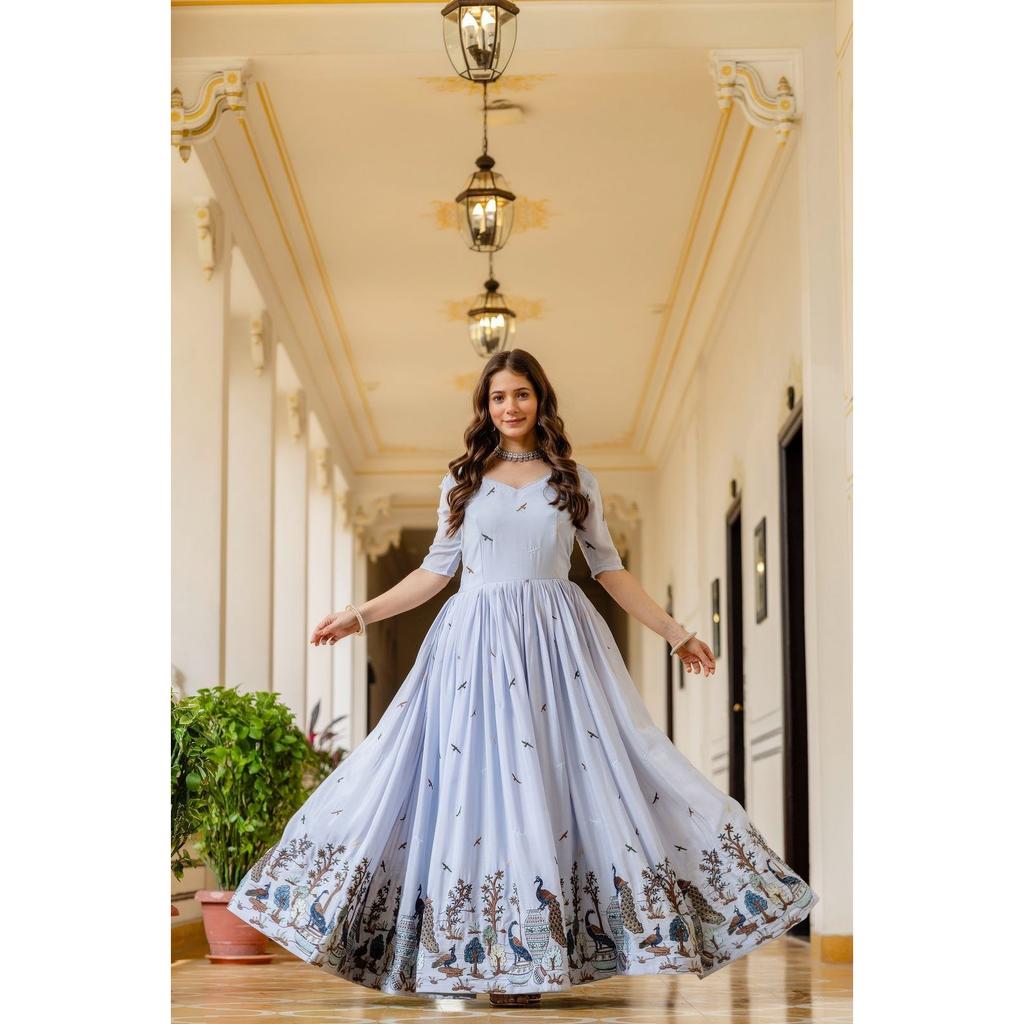 Bellissimo completo Anarkali Paksiatni Abito da Festa Matrimonio con Set Dupatta Abito