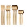 24pcs Gold Dinnerware Set Stainless Steel Steak Knife Fork Coffee Spoon Teaspoon Flatware Dishwasher Safe Kitchen Tablewar