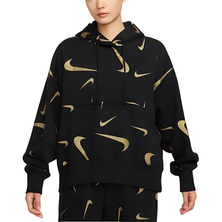 Nike Sweatshirts Women's Black Hooded Moderate Regular FB8744-010