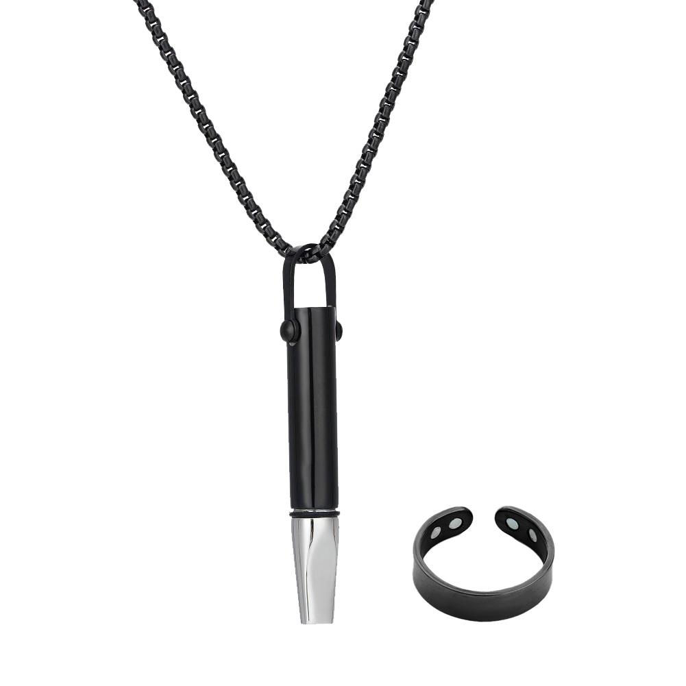 

Stainless Steel Mindful Breathing Necklace Breathing Resistance Whistle Necklace Meditation Jewelry for Anxiety & Stress Relief