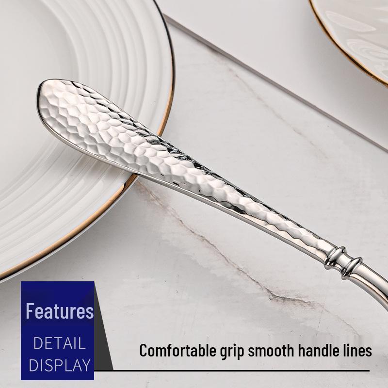 Helong 304 Stainless Steel Soup Ladle with Forged Hammer Pattern and Thick Handle