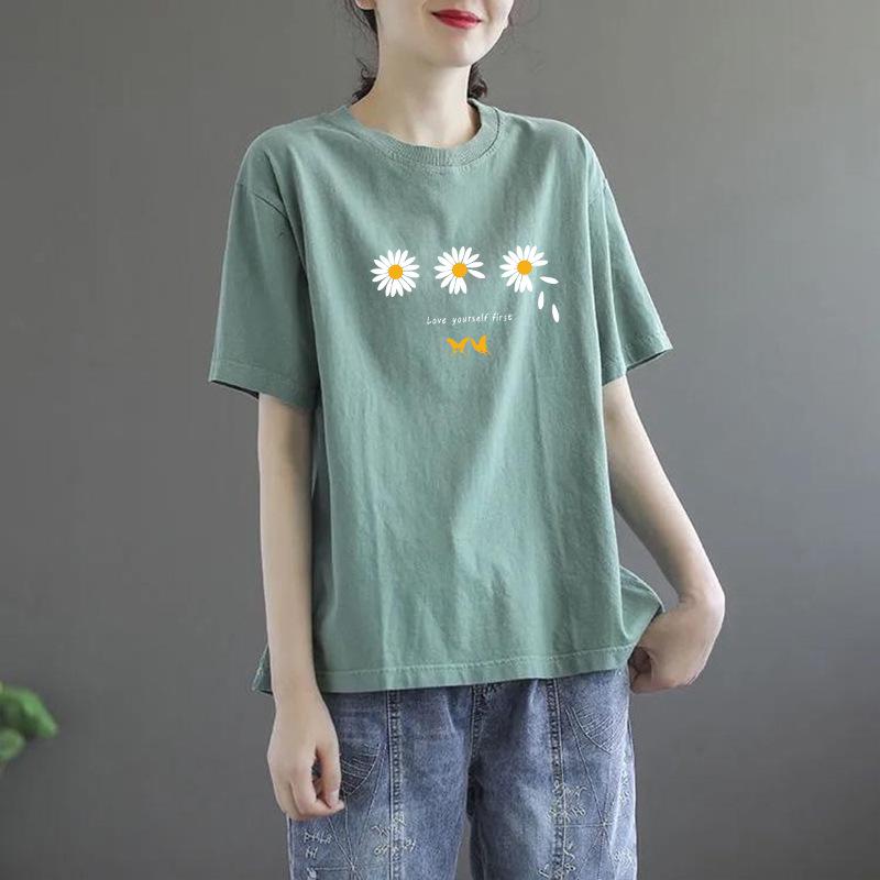 2025 Korean Style Women's Loose Letter Print Slimming T-Shirt