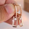 White Cubic Zirconia Round Stone Rectangular Pendant Earrings For Women Vintage Golden Earrings Wedding Jewelry Birthday Gift