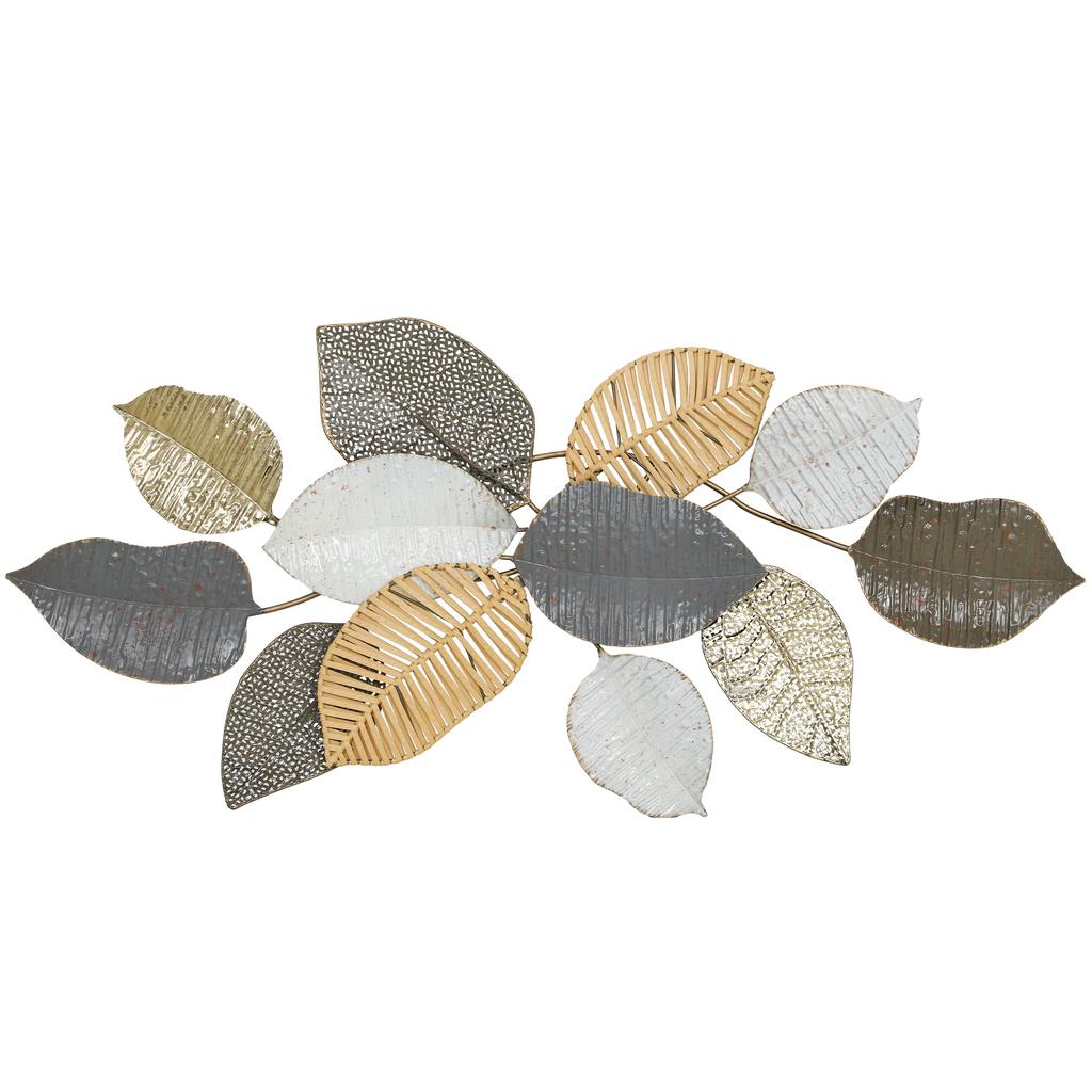 Metal Wall Art, Modern Hanging Wall Decor with Unique Leaf Design for Living Room Bedroom Entryway