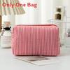 Polyester Striped Travel Toiletry Bag With Breathable Design For Men And Women