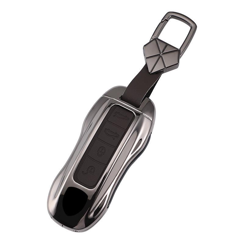 Porsche Key Case for Cayenne, Macan, Panamera, 911, 718 – Metal Leather Buckle