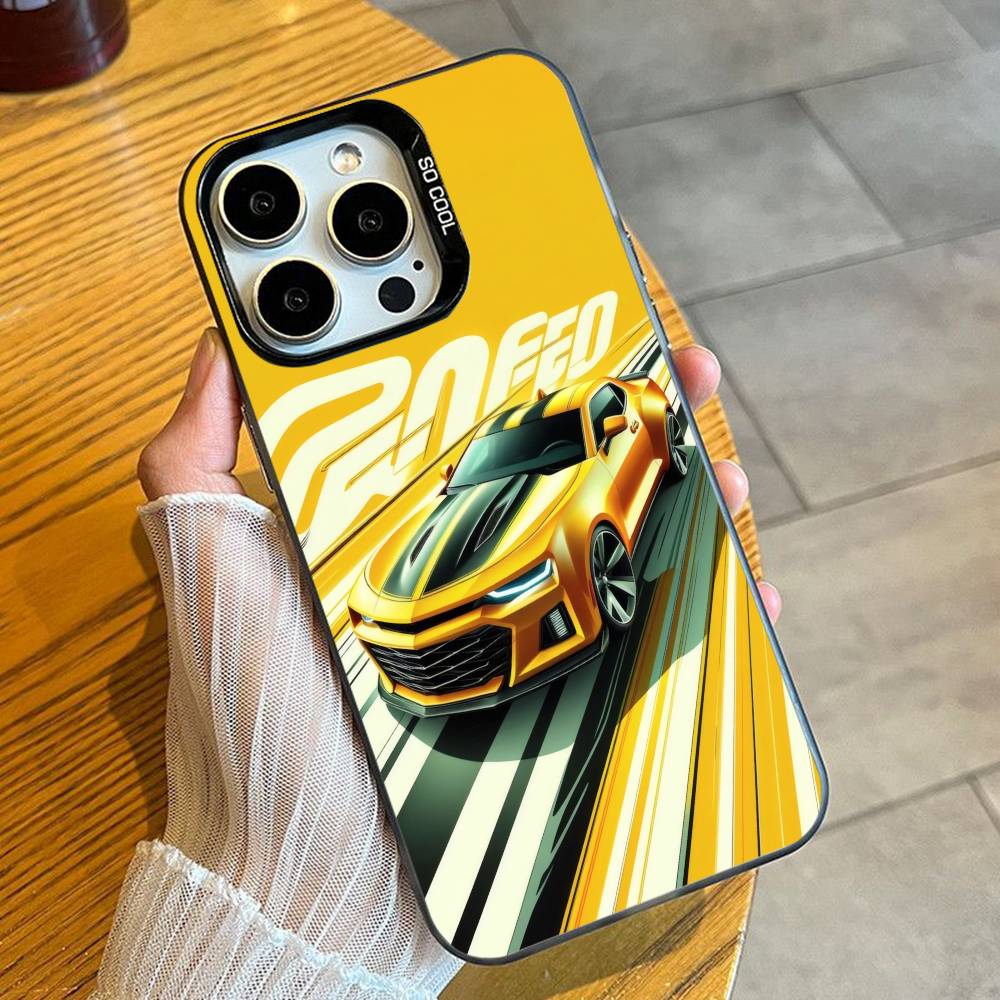 Super Muscle Car C-Camar Phone Case For iPhone 16 17 15 14 12 13 Pro Max Black Candy Matte Shockproof Cover iPhone14Plus