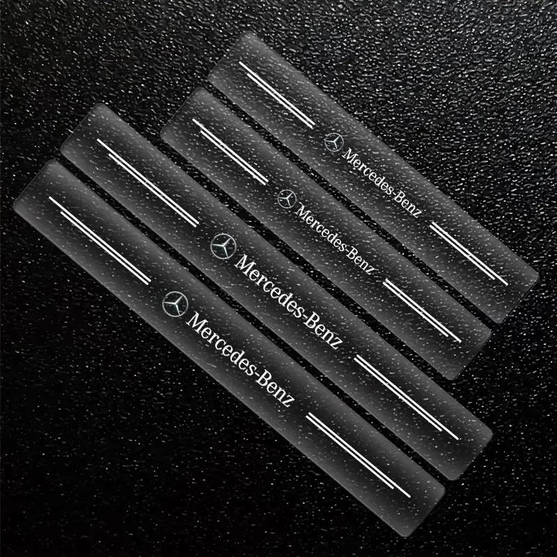 Car Threshold Protector Transparent Decorative Badge 3D Sticker For Mercedes Benz W177 W212 W213 W205 V177 W247 W176 GLA GLC X25 PB8