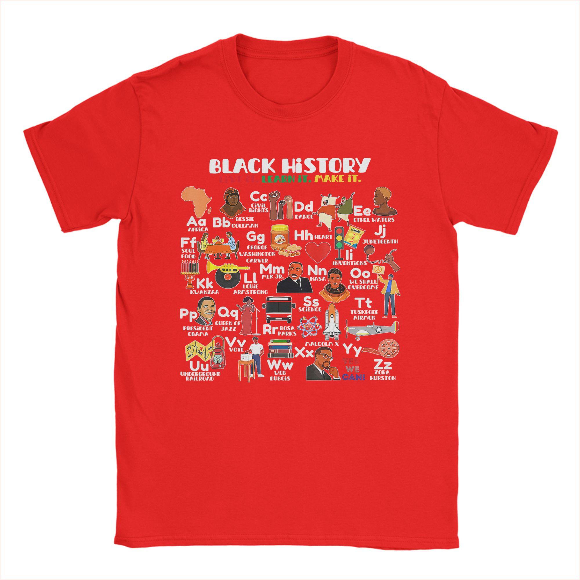 

Streetwear T Shirt Summer ABCs Of Black History Month Hip Hop TShirts Cotton Tee Shirt for Unisex Y2K Fun Short Sleeve Clothing S