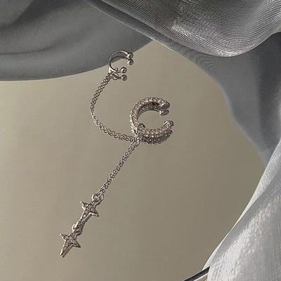 Silver Color Tassel Non-Piercing Cuff Ear Clip  Star Earring