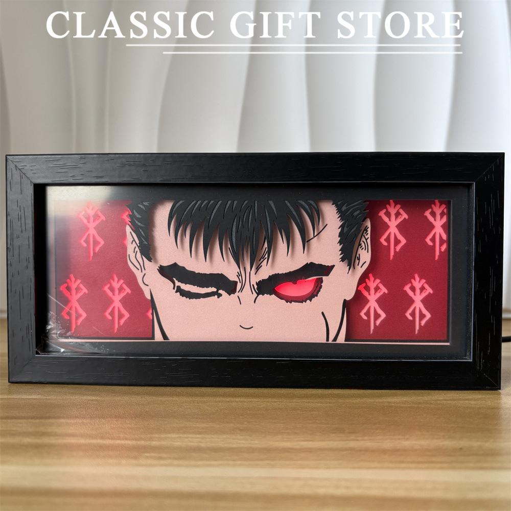 Black Photo Frame Kaneki Ken Cartoon Paper Carving 3D Anime Lamp LED Light Box Action Figure Room Decoration Lamp Christmas Gift
