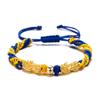 Creative Color Block Ukrainian Hand-Woven Adjustable Bracelet In Yellow and Blue