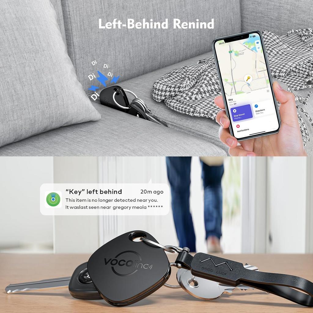 VOCOlinc Key Finder, Luggage Tracker Tag Item Locator Compatible with Find My (iOS Only), Smart Tag Bluetooth Tracker for Keys, Wallet, Bags,