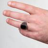 Men's Trendy Retro Black Gemstone Ring with Metal Inlay