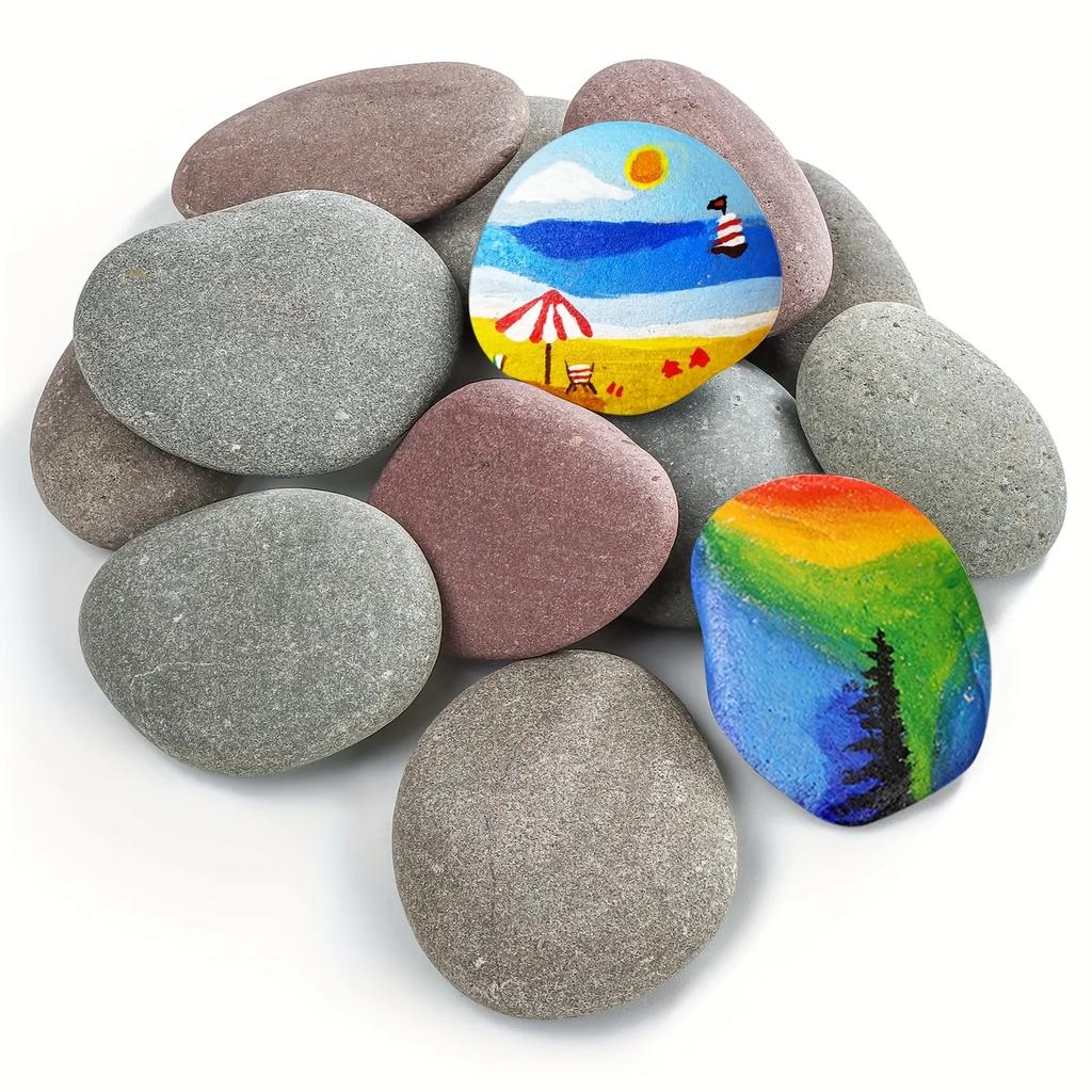 A Top Quality 12 Piece Hand-Painted River Stones for Art Craft And Garden Decorations Ideal for DIY Projects And Outdoor Design