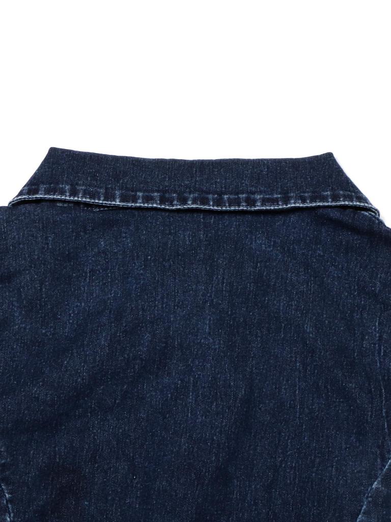 Women's Denim Skirt Dress: Short Sleeve, Cardigan Style with Cinched Waist and Pockets